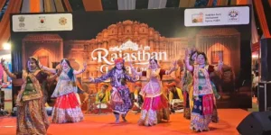 बीकानेर हाउस में आयोजित राजस्थान उत्सव में निकाली गई गणगौर की सवारी