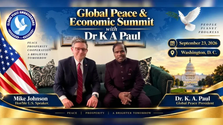 वॉशिंगटन में Global Peace Summit, माइक जॉनसन और K A Paul होंगे शामिल