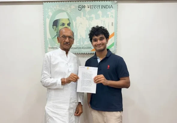 जयप्रकाश अग्रवाल ने दृष्टिबाधित विद्यार्थियों के लिए Advik Bansal की मुहिम को दिया समर्थन